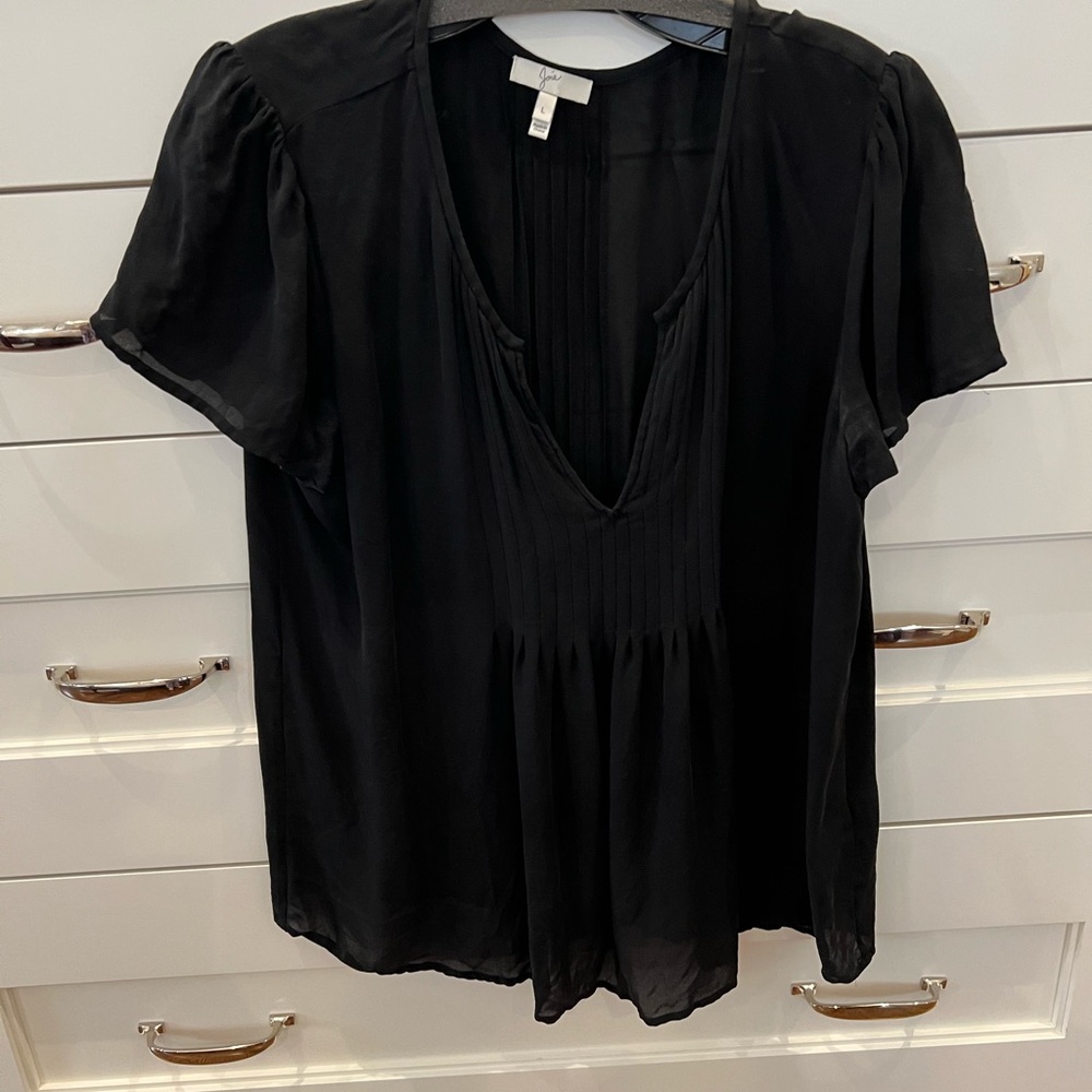 Women's Black V-Neck Top